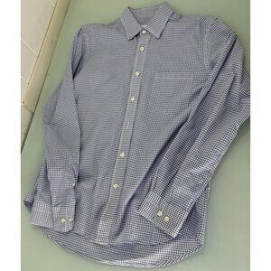 RVYC Shirt Mens Medium M 100% Cotton Blue White Plaid Button Up Long Sleeve